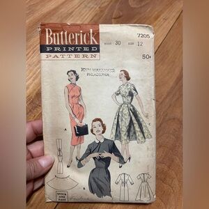 1950s Vintage Butterick Printed Pattern dress Illustrations. Size 12.